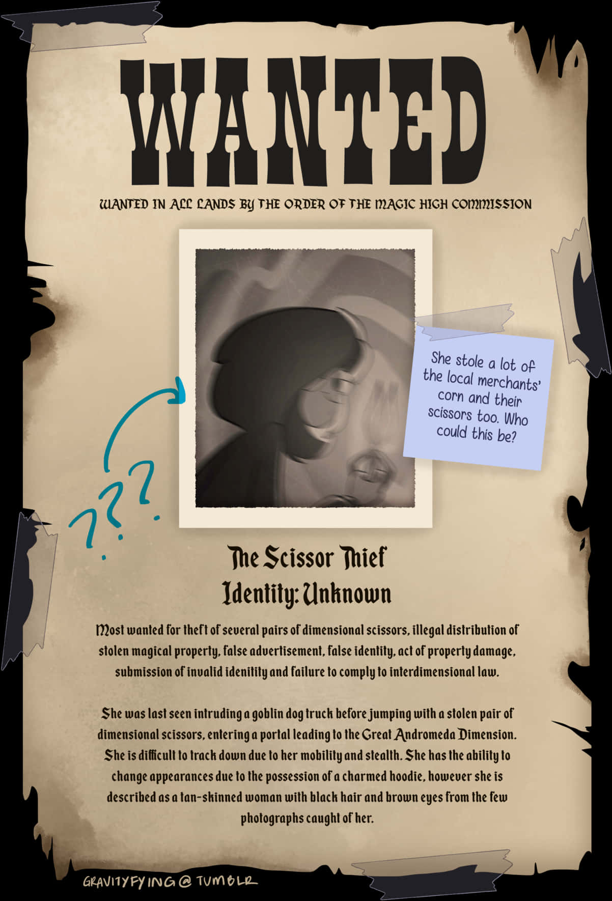 Fantasy Wanted Poster Scissor Thief PNG Image