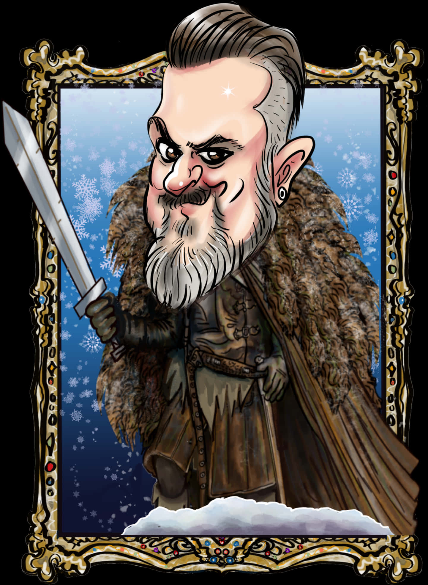 Fantasy Warrior Caricature PNG Image