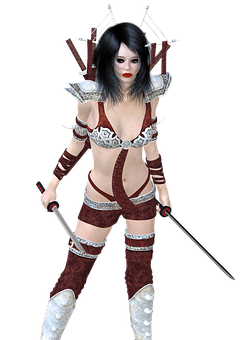 Fantasy Warrior Girl Costume PNG Image