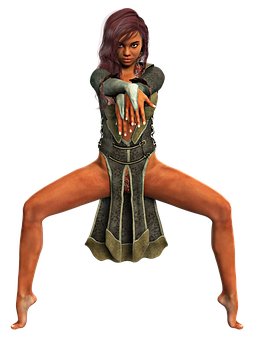 Fantasy Warrior Girl Pose PNG Image