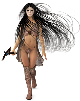 Fantasy_ Warrior_ Woman_ Artwork PNG Image