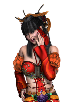 Fantasy Warrior Woman Portrait PNG Image