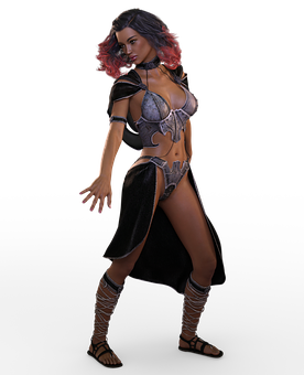 Fantasy Warrior Woman Pose PNG Image