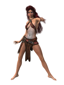 Fantasy Warrior Woman Render PNG Image