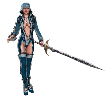 Fantasy Warrior Womanwith Sword PNG Image