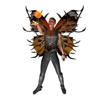 Fantasy Winged Woman Balancing Ball PNG Image