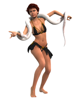 Fantasy Womanwith Snake PNG Image