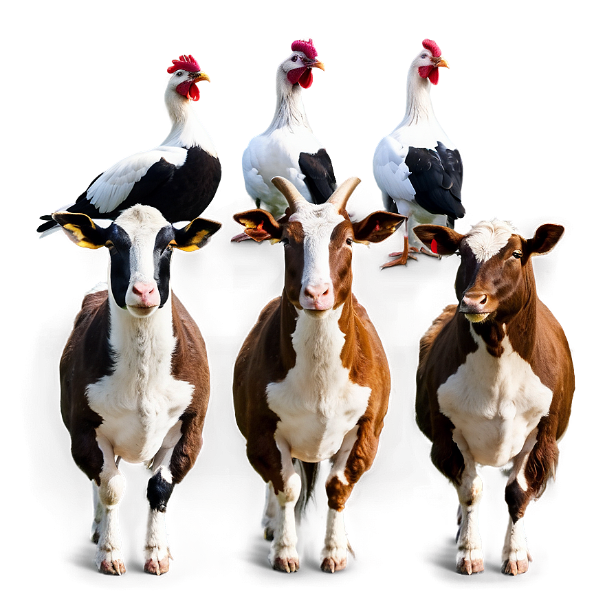 Farm Animals Png In Action Poses Kpg PNG Image