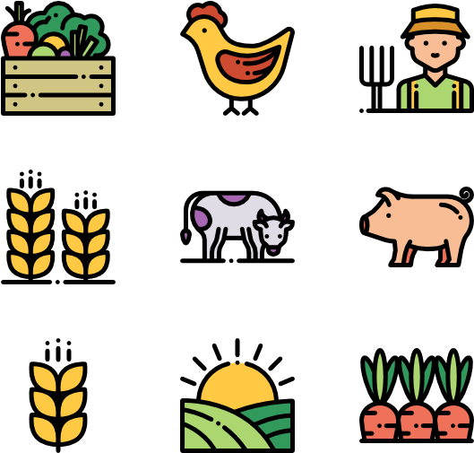 Farm Icons Set PNG Image