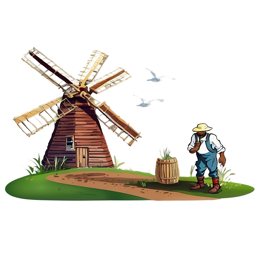 Farmer And Windmill Png 05242024 PNG Image