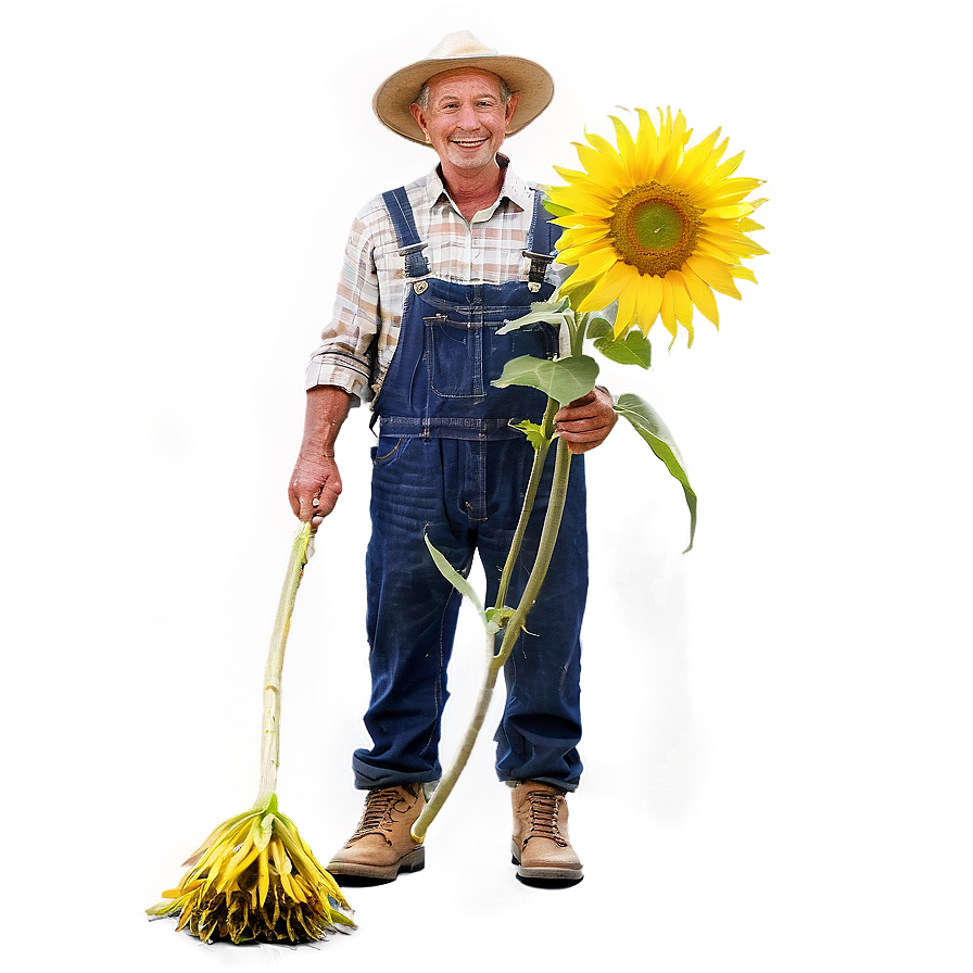 Farmer With Sunflower Png Qvy PNG Image