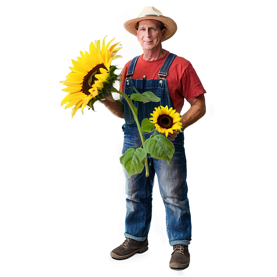 Farmer With Sunflower Png Yap PNG Image