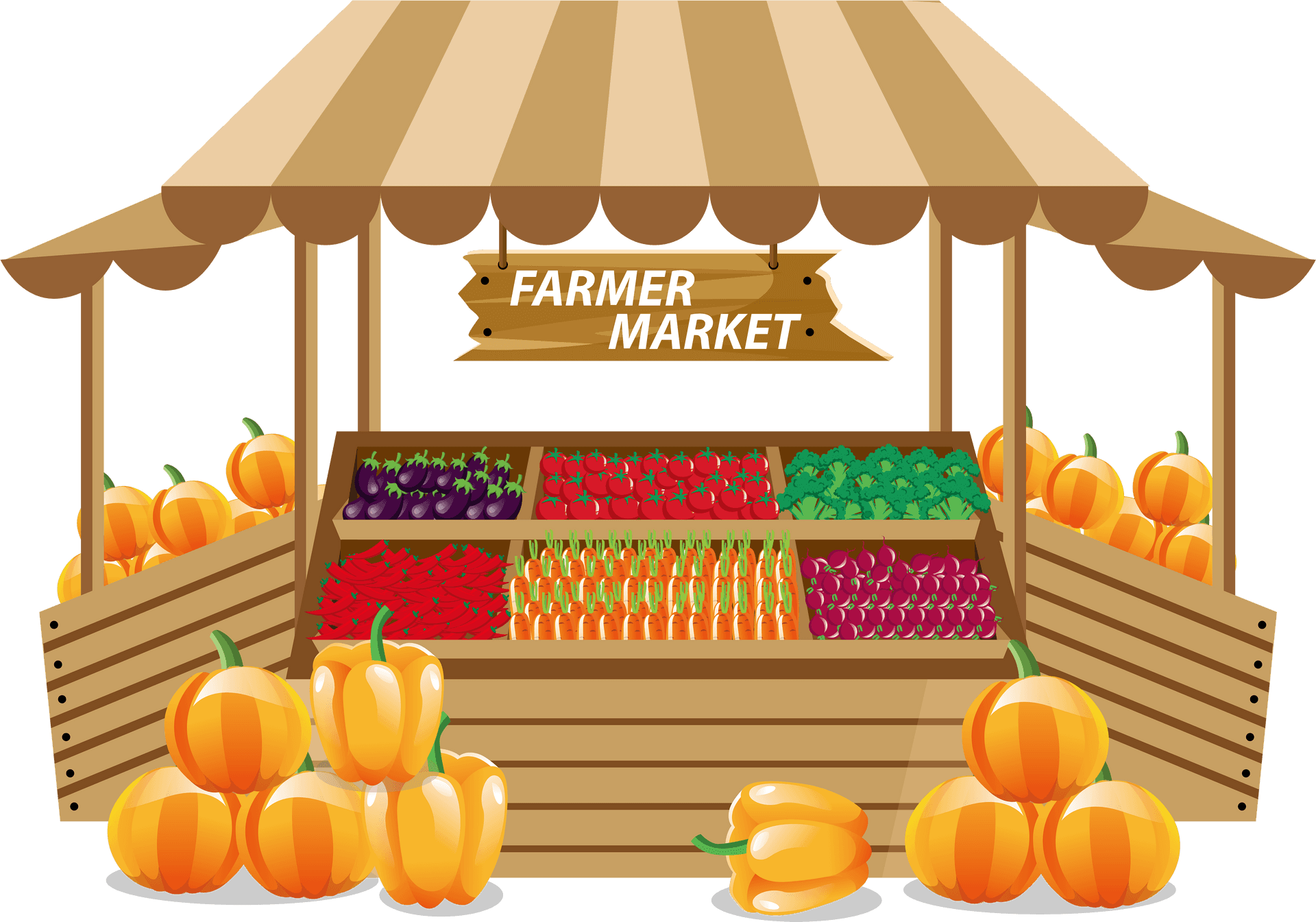 Farmers Market Stand Illustration PNG Image