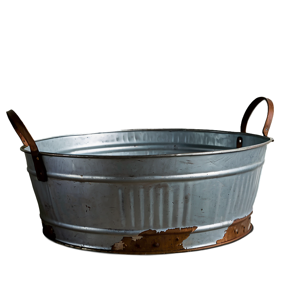 Farmhouse Galvanized Metal Tub Png 06282024 PNG Image