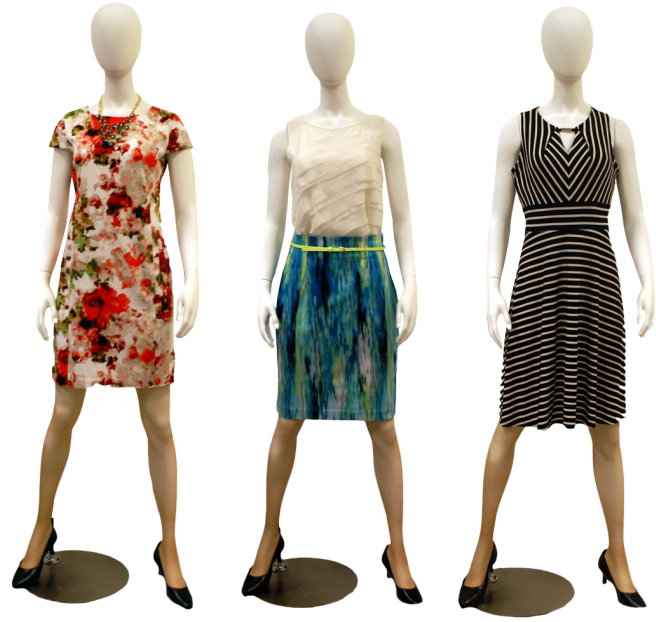 Fashion Mannequins Displaying Dresses PNG Image