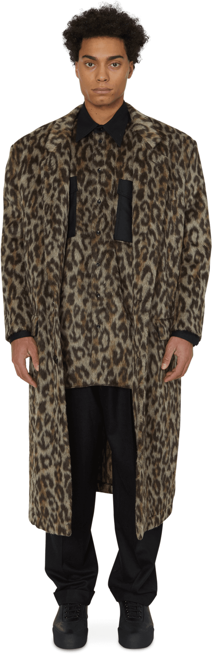 Fashion Model Leopard Print Coat PNG Image