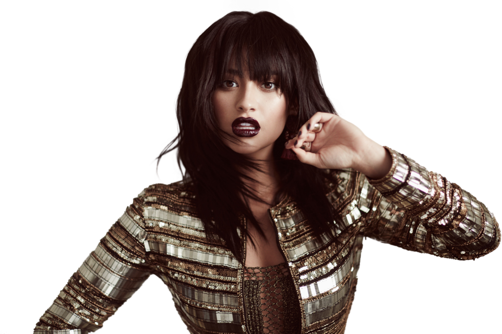 Fashionable Brunettewith Dark Lipstick PNG Image