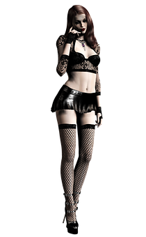 Fashionable_ Gothic_ Style_ Model PNG Image