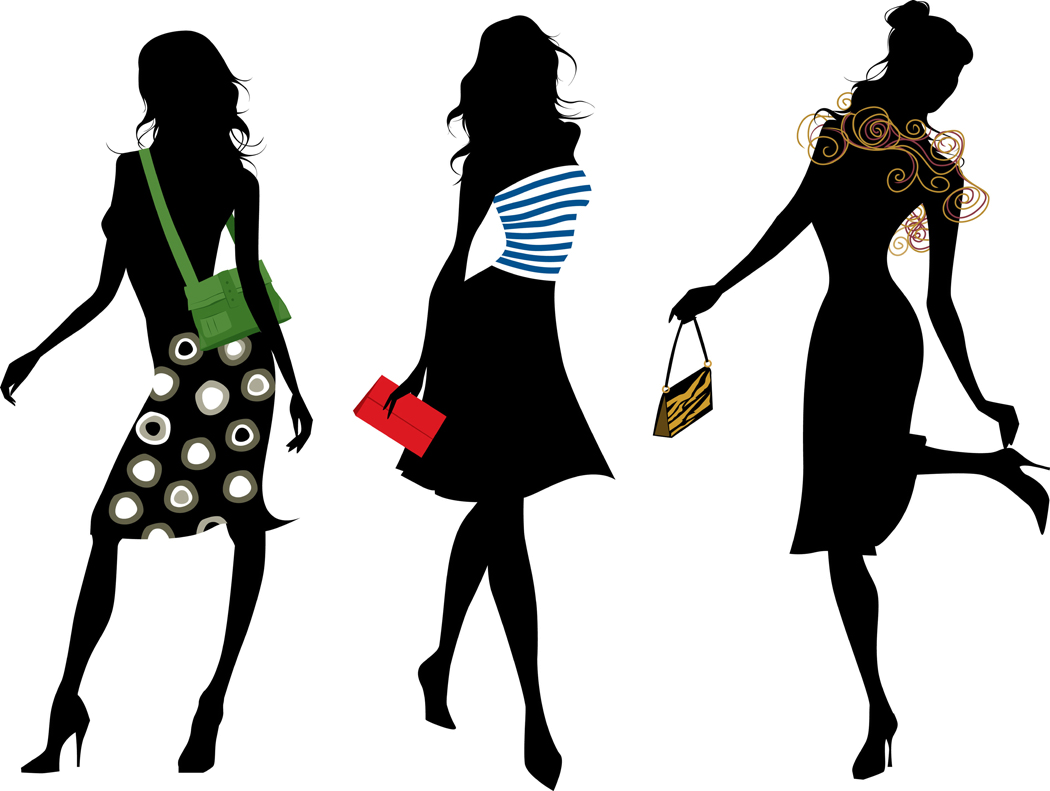 Fashionable Silhouetteswith Accessories PNG Image