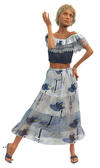 Fashionable3 D Rendered Woman Posing PNG Image