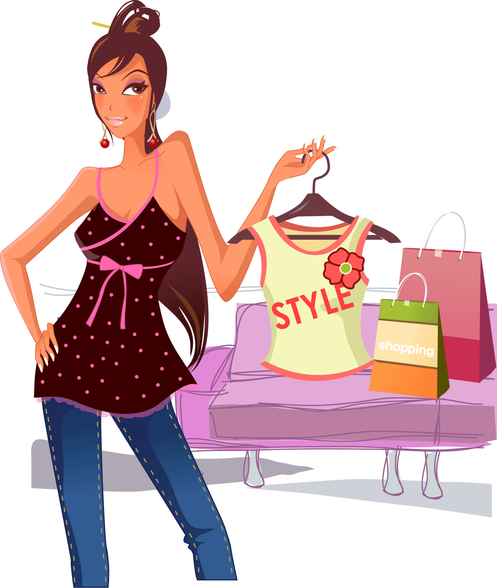 Fashionista Shopping Spree PNG Image