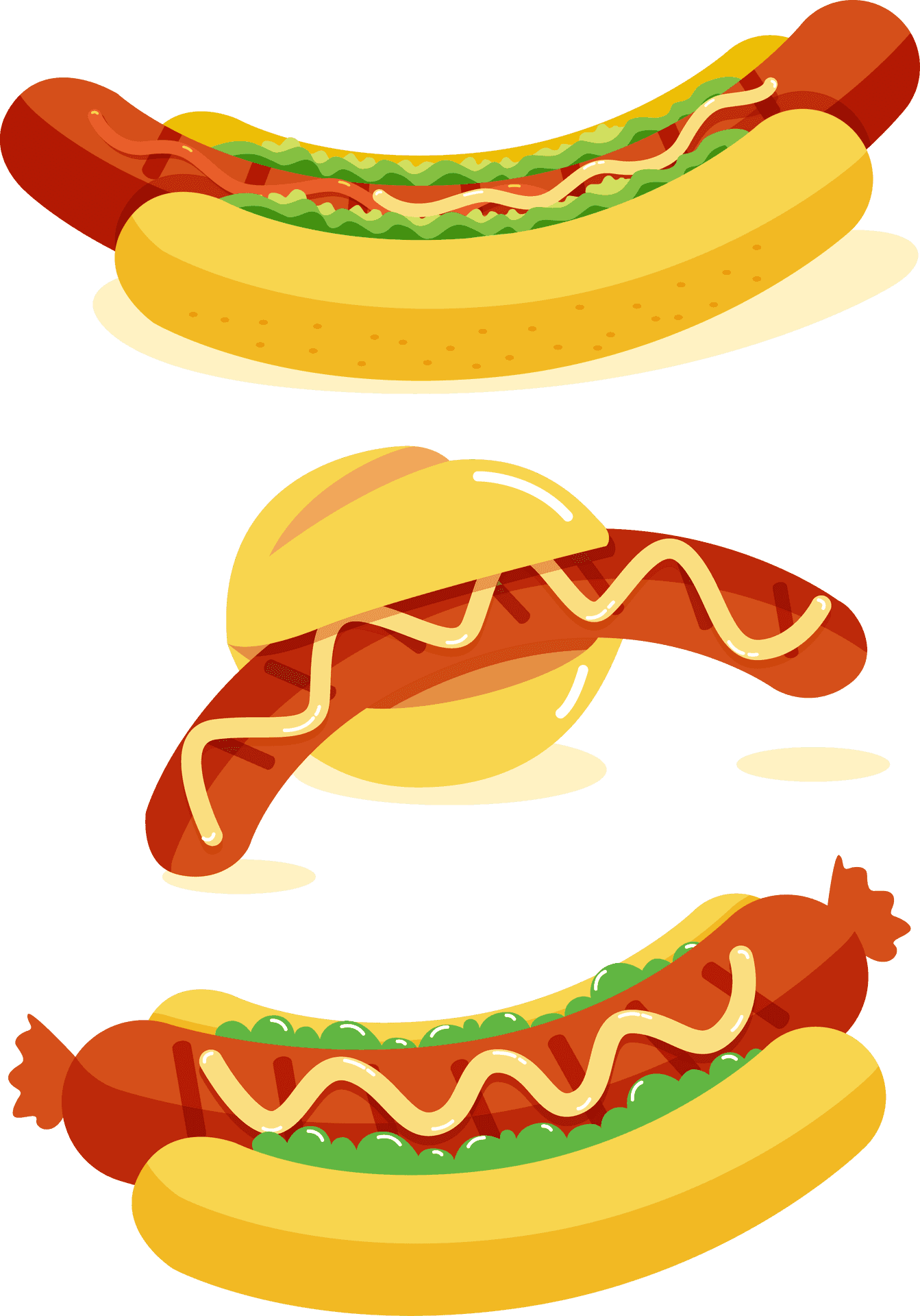 Fast Food Hot Dogsand Burger Illustration PNG Image