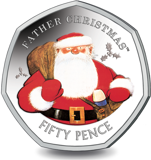 Father Christmas Fifty Pence Coin PNG Image