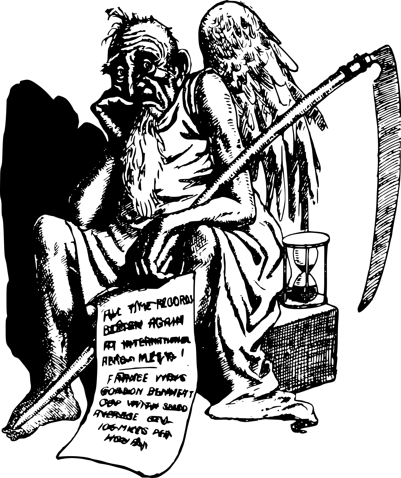 Father Timeand Grim Reaper Discussion PNG Image