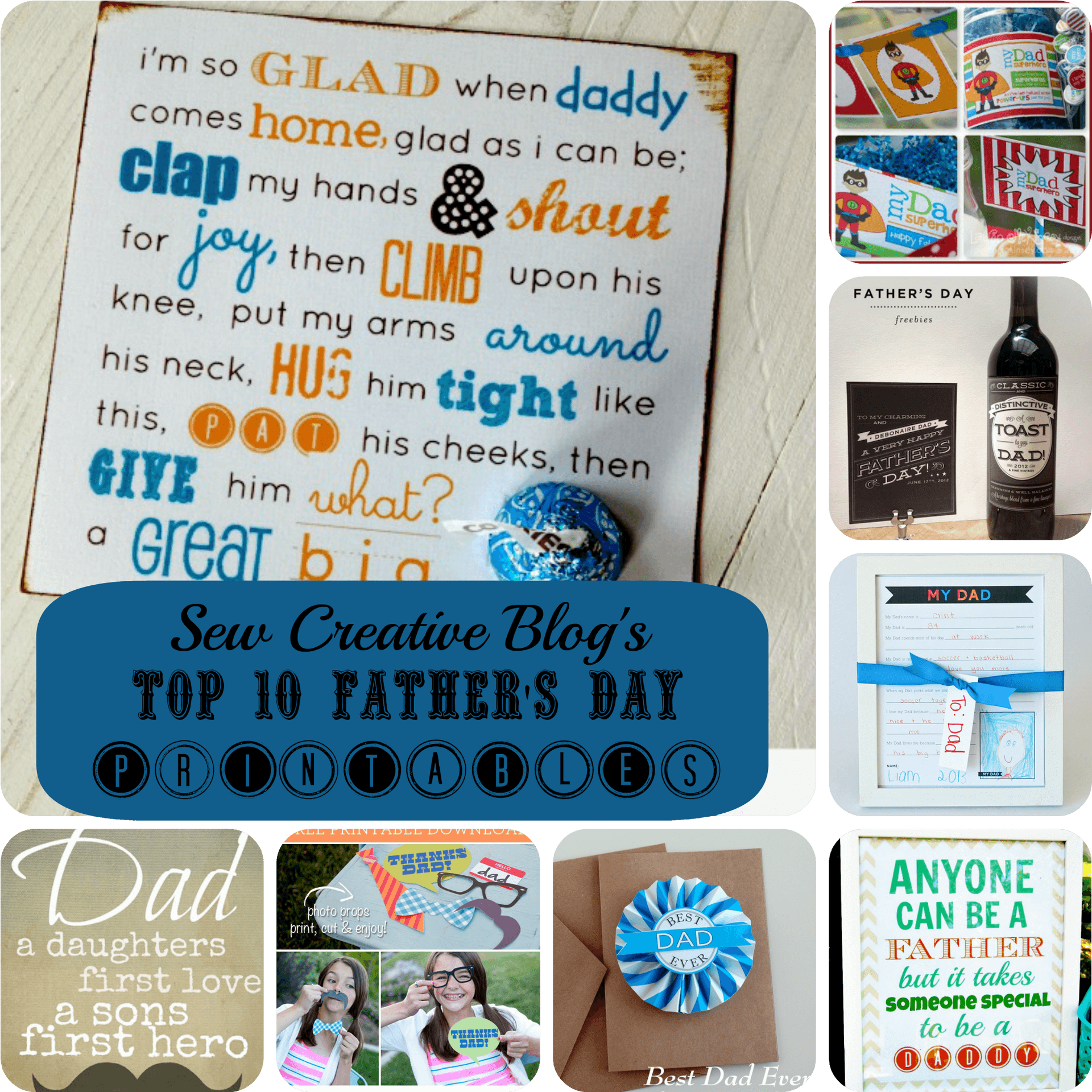 Fathers Day Printables Collage PNG Image