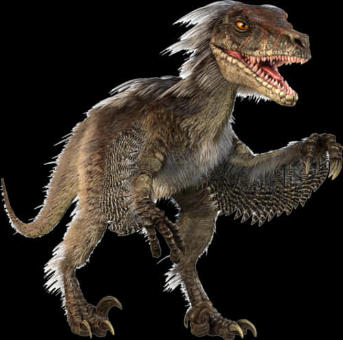 Feathered Dinosaur Illustration PNG Image