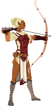 Female Archer In Action_ Vector Illustration PNG Image