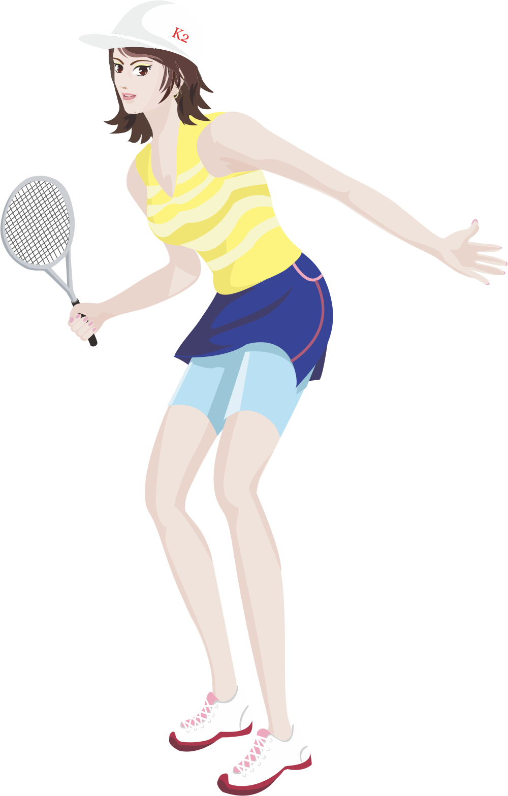 Female Badminton Player Action Pose PNG Image