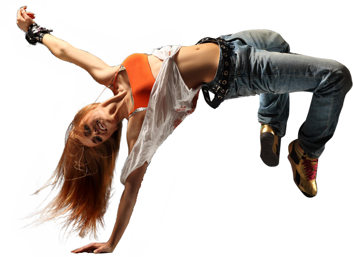 Female Breakdancer Freeze Move PNG Image