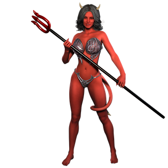 Female Demon Warrior3 D Render PNG Image