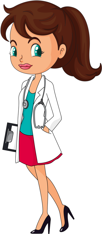 Female Doctor Cartoon Clipart PNG Image