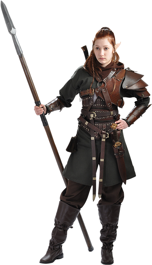 Female Elf Warrior Costume PNG Image