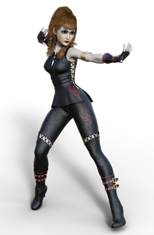 Female Fighterin Combat Pose PNG Image