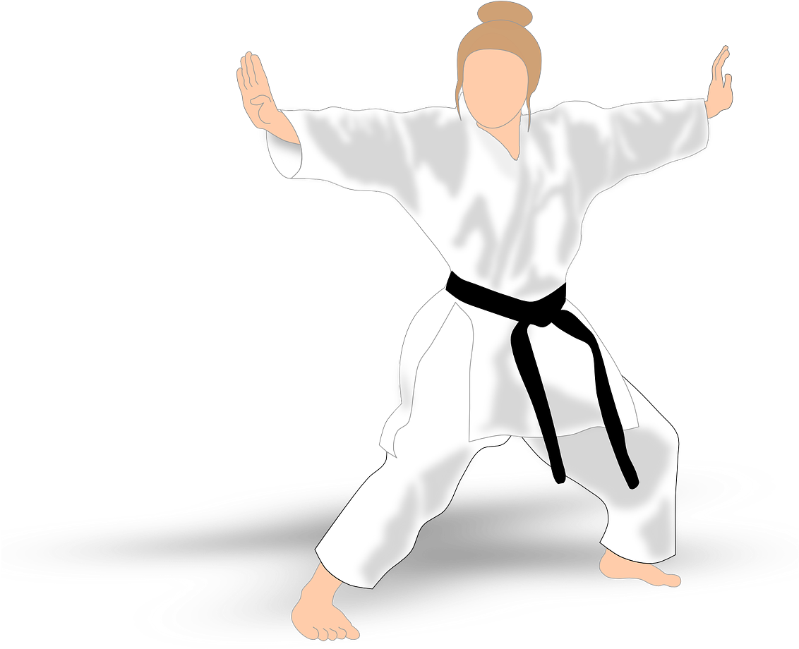 Female Karate Black Belt Stance PNG Image