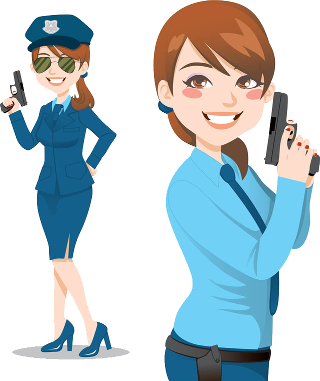 Female Police Officer Cartoon Characters PNG Image