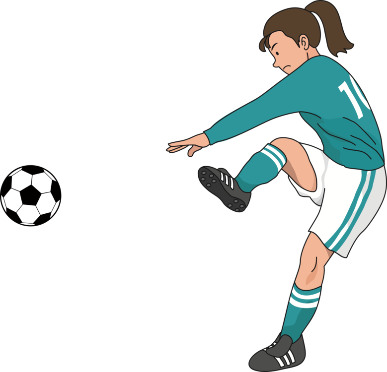 Female Soccer Player Kicking Ball Clipart PNG Image