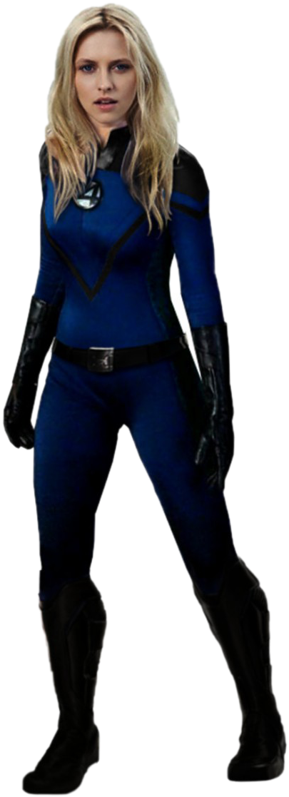 Female Superheroin Blue Costume PNG Image