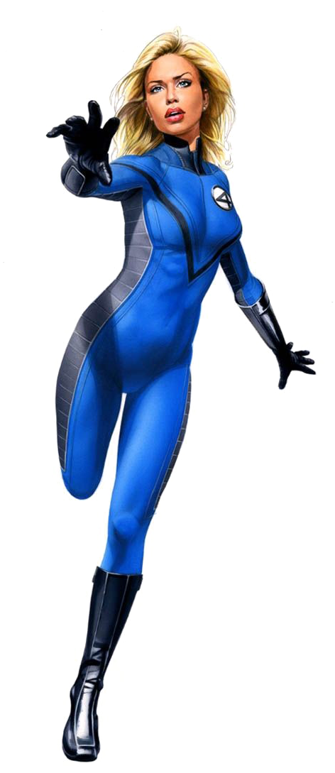 Female Superheroin Blue Costume PNG Image