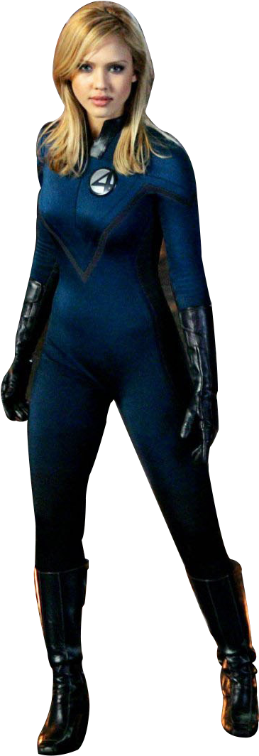 Female Superheroin Blue Suit PNG Image