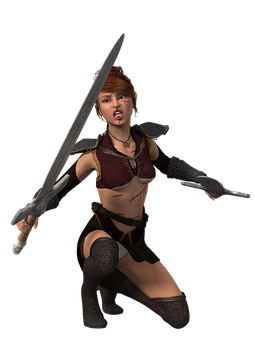 Female Warrior With Sword PNG Image