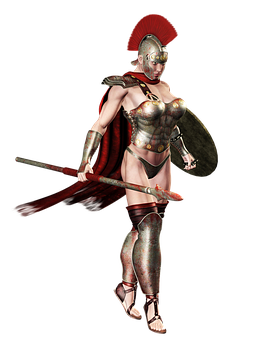 Female Warriorin Ancient Armor PNG Image