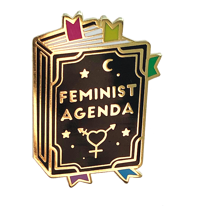 Feminist Agenda Book Enamel Pin PNG Image