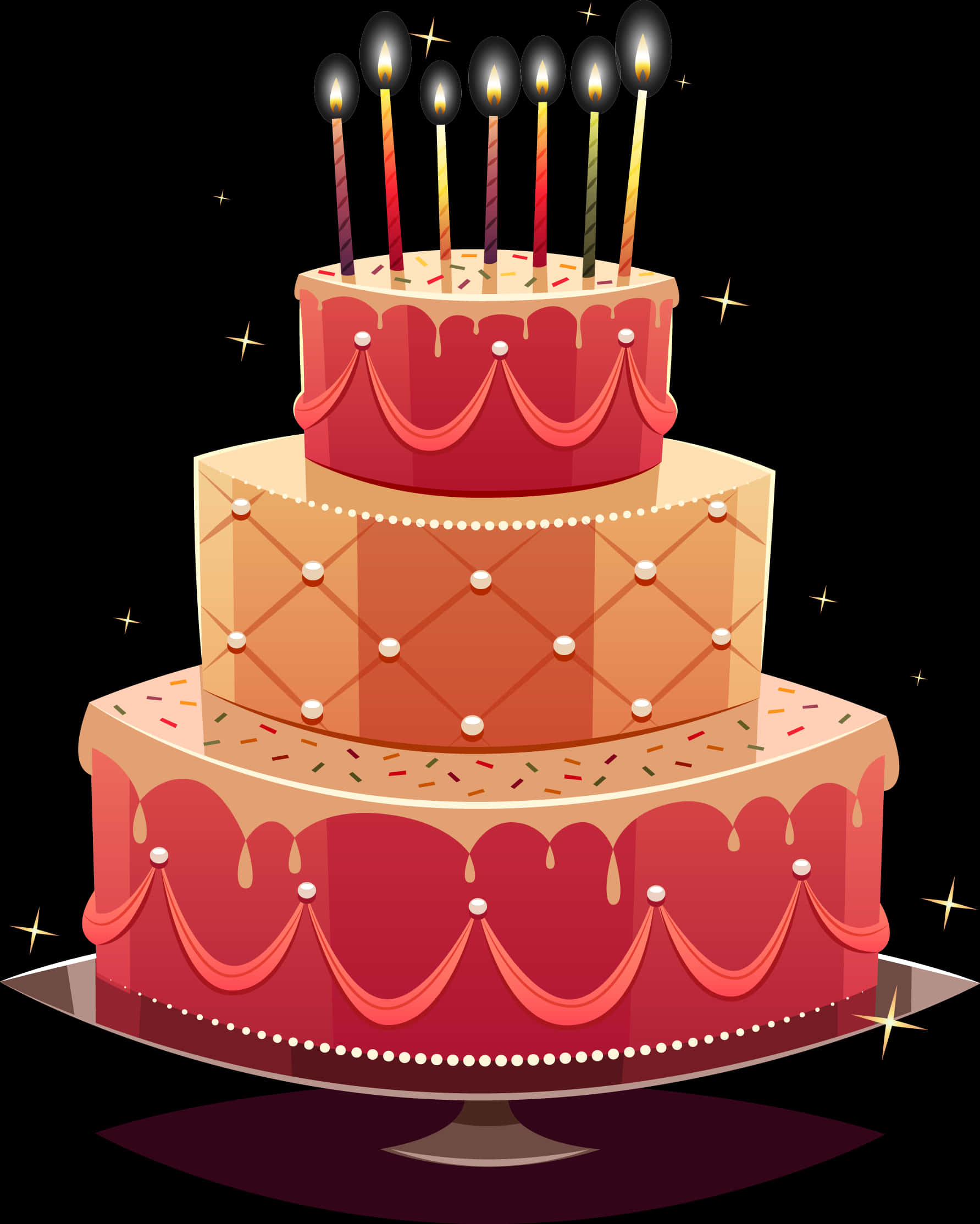 Festive Birthday Cake Illustration PNG Image