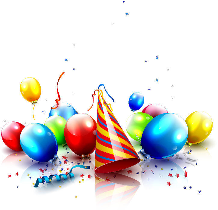 Festive Birthday Party Hatsand Balloons PNG Image