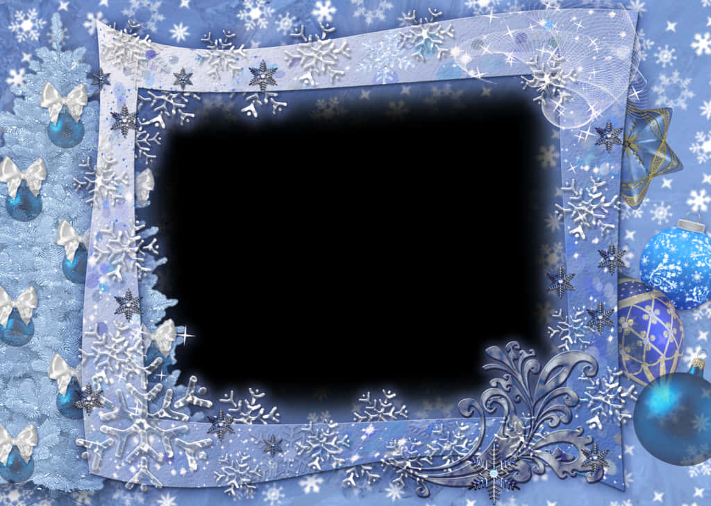 Festive Blue Snowflake Christmas Border PNG Image