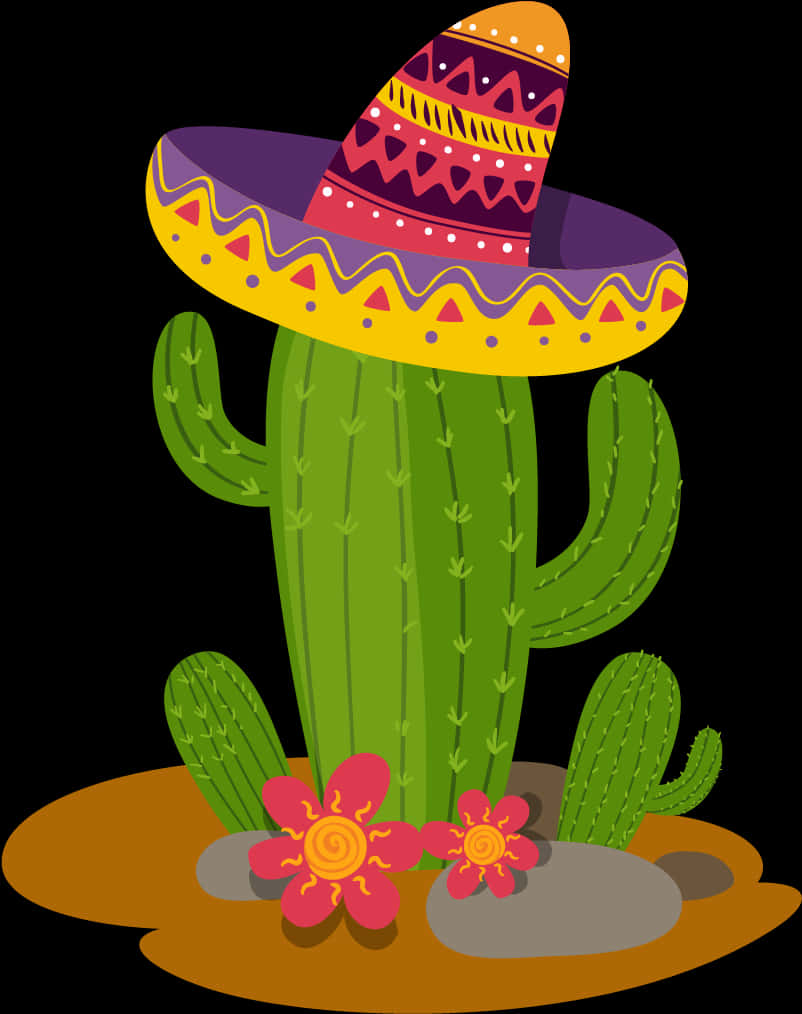 Festive Cactuswith Sombrero PNG Image